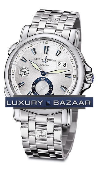 Ulysse Nardin Dual Time 42mm (Steel / Silver / Steel) 243-55-7/9 - Click Image to Close